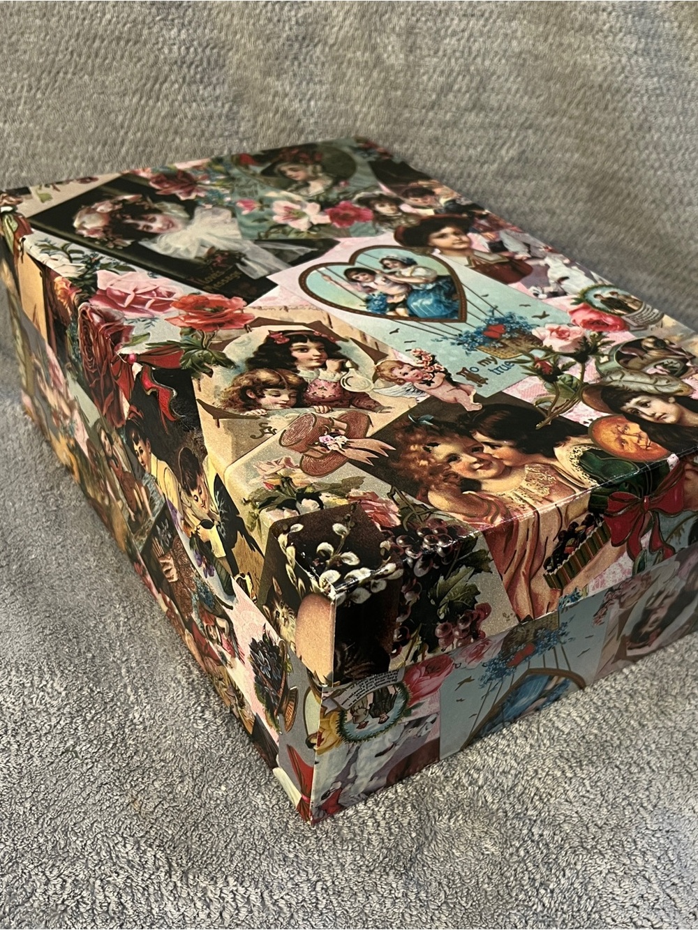 Vintage-style Decorative style Gift Box with Floral & Victorian Collage